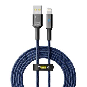 Кабель для заряджання та обміну даними Yoki YK-SM31 SMART Series USB/Lightning 12W 2.4A/5V 2 м Чорно-Синій