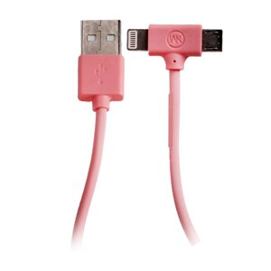 Кабель для заряджання USB Combo 2-in-1 WK WDC-008 Axe Lightning/microUSB 1 м Рожевий