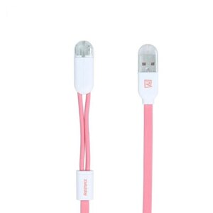 Кабель для заряджання USB Remax RC-025t Gemini Combo 2-in-1 Lightning /MicroUSB 1 м Pink