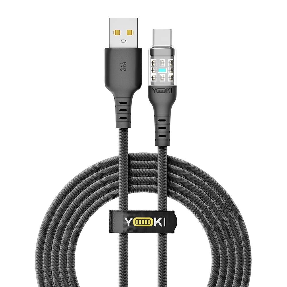 Кабель для заряджання та обміну даними USB Yoki YK-CY23 CYBER Series USB/Type C 60W 3A/20V 2 m Чорний від компанії Лізок - фото 1