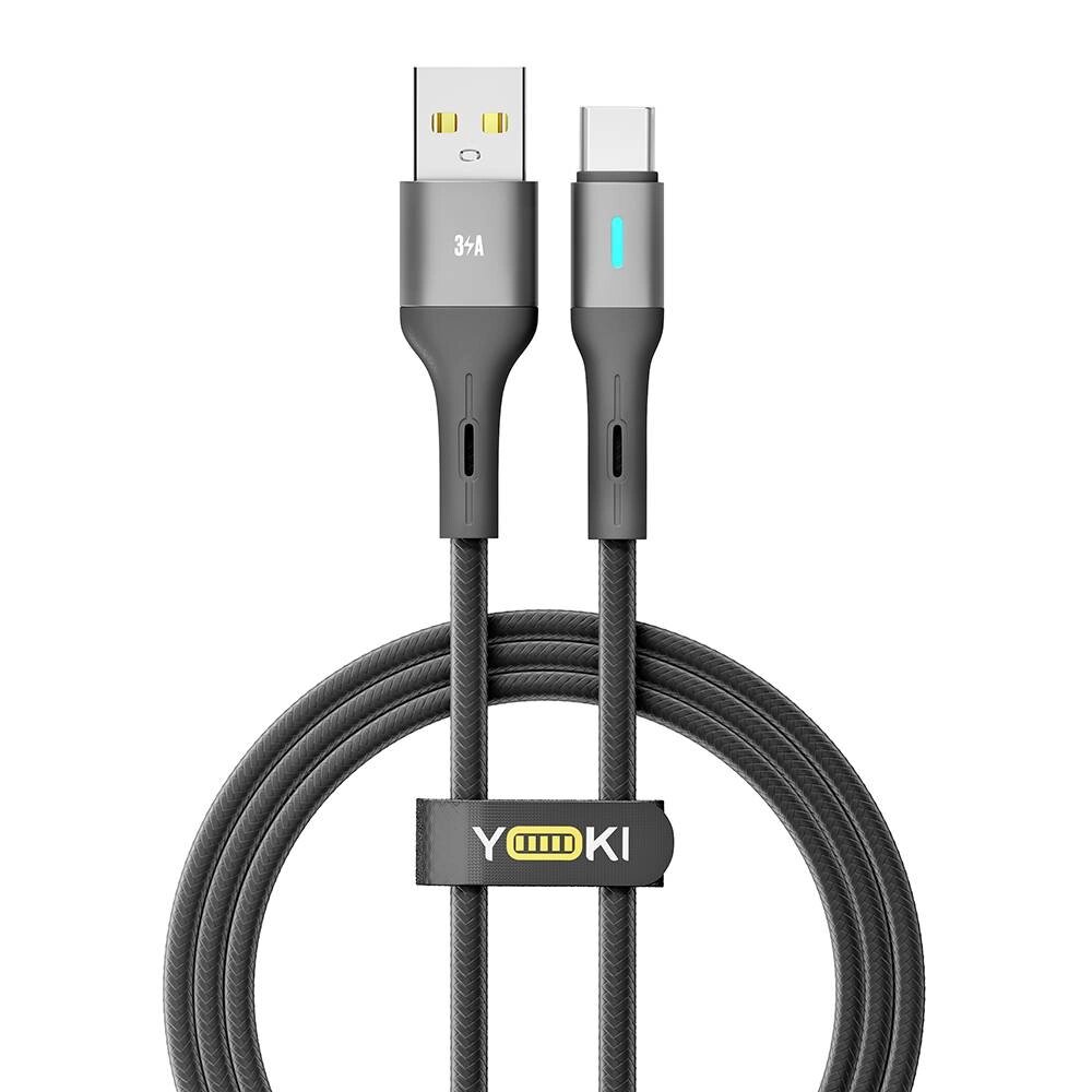 Кабель для заряджання та обміну даними USB Yoki YK-LE17 LED Series USB/Type C 60W 3A/20V 1.2 m Black від компанії Лізок - фото 1