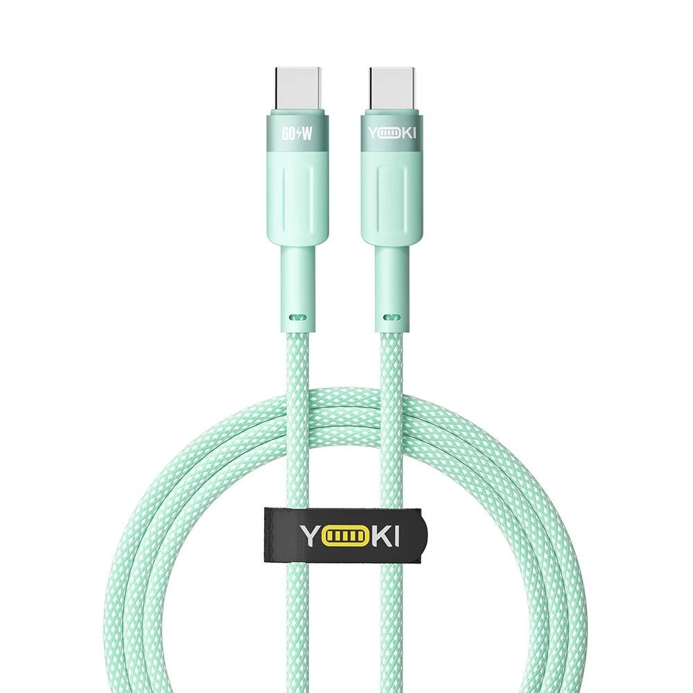 Кабель для заряджання та обміну даними USB Yoki YK-ST41 STYLE Series Type-C to Type-C 60W 3A/20V 1.2 m Зелений від компанії Лізок - фото 1