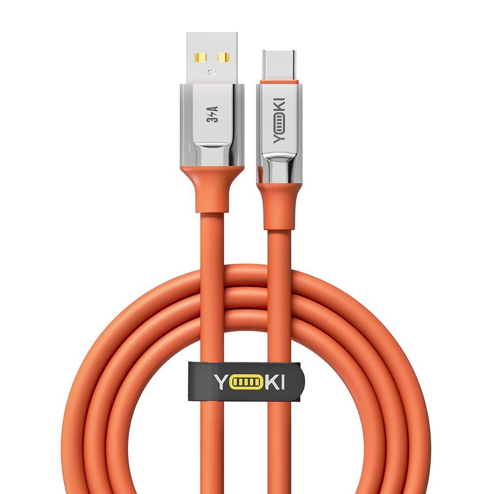 Кабель для заряджання та обміну даними USB Yoki YK-UL61 ULTRA Series USB/Type C 60W 3A/20V 1.2 m Помаранчевий від компанії Лізок - фото 1