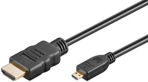 Кабель goobay HDMI-micro M/M 1.0m HS+HEC+ARC 4K@60hz D=4.2mm gold чорний (75.05.3781)