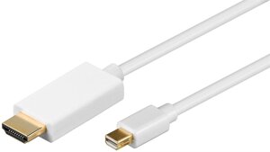 Кабель монітора-адаптер Goobay DisplayPort mini-HDMI M/M (HDMIекран) 1.0m v1.2 4K@30Hz D=4.8mm Gold білий (75.05.2860)