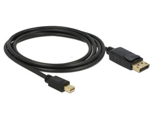 Кабель монітора-сигнальний Delock DisplayPort-mini M/M 2.0m v1.2 4K@60Hz 19p D=5.5mm Gold Cu чорний (70.08.2438)