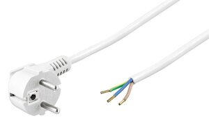 Кабель живлення пристроїв Goobay FreeEnd-IEC (Schuko) M/M 3.0m 3x1.00mm 90° Pigtail білий (75.09.3312)