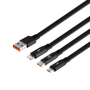 Кабель USB Baseus CAMLC-M USB to Micro / Lightning / Type C 1.2m 66W Чорний