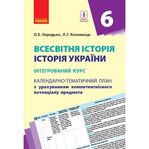 Календарно-тематичний план Всесвітня історія Історія України 6 клас Ранок (Г812047У)