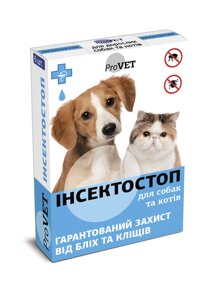 Краплі від бліх та кліщів ProVET Інсектостоп для котів та собак 6 піпеток по 08 мл (4820150200268/4823082409815)