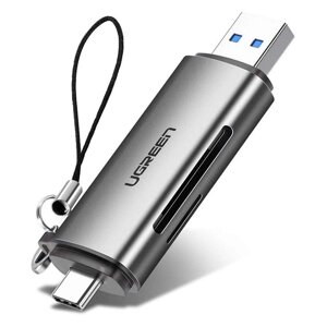 Кардрідер 2-в-1 TF/SD ugreen CM185 50706 USB A & USB-C сірий