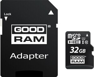 Карта пам'яті GoodRam microSDHC 32GB Class 10 UHS I (M1AA-0320R12) + SD адаптер (6440799)