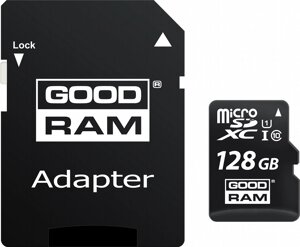 Карта пам'яті GoodRam microSDXC 128GB Class 10 UHS I (M1AA-1280R12) + SD адаптер (6469817)