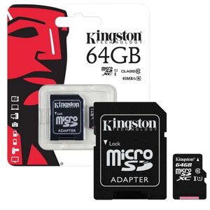 Карта памяти Kingston 64Gb micro SD Class 10