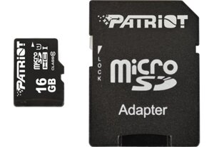 Карта памяти microsdhc 16GB UHS-I class 10 patriot LX + SD-adapter (PSF16gmcsdhc10)