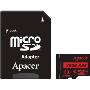 Карта памяти microsdhc 32GB UHS-I class 10 apacer + SD adapter (AP32GMCSH10U5-R)