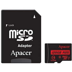 Карта памяти microsdhxc 128GB UHS-I class 10 apacer + SD adapter (AP128GMCSX10U5-R)