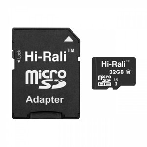 Карта пам'яті з адаптером Hi-Rali Micro SDHC 32gb UHS-3 Class 10 Чорний