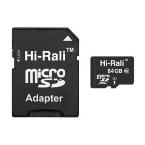 Карта пам'яті з адаптером Hi-Rali Micro SDXC 64gb UHS-1 Class 10 Чорний