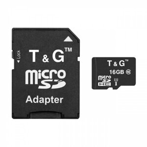 Карта пам'яті з адаптером T&G Micro SDHC 16gb UHS-1 Class 10 Чорний