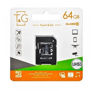 Карта пам'яті з адаптером T&G MicroSDXC 64gb UHS-3 Class 10 Чорний