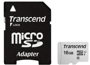 Карта пам'яті transcend microsdhc 16GB UHS-I U1 (TS16GUSD300S-A) + SD адаптер (6412858)