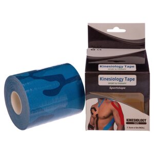 Кінезіо тейп у рулоні 7,5см х 5м (Kinesio tape) еластичний пластир BC-0842-7_5 Камуфляж синій (SKL0486)