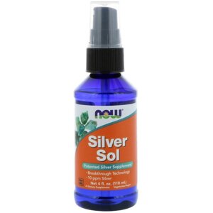 Колоїдне срібло NOW foods silver SOL 10 PPM liquid 4 FL OZ 118 ml