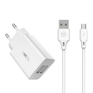 Комплект зарядного пристрою WK WP-U56a Maxspeed 2A/2USB USB/Type C EU Білий