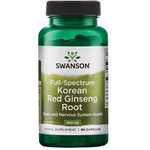 Комплекс для профілактики нервової системи Swanson Korean Red Ginseng Root 400 mg 90 Caps