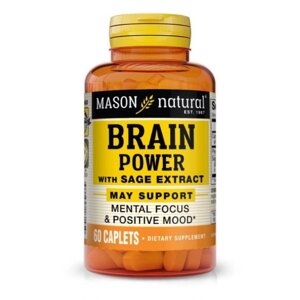 Комплекс для профілактики роботи головного мозку Mason Natural Brain Power With Sage Extract 60 Caplets