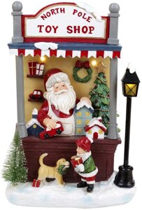 Композиція новорічна North Pole Toy Shop з LED підсвічуванням полістоун Bona DP69432