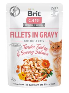 Консервований корм Brit Care Cat Turkey & Savory Salmon Вологий корм з індичкою та лососем для котів 85 г (100528/0501)