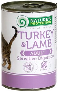 Консервований корм для котів із чутливим травленням Nature's Protection Sensitive Digestion Turkey&Lamb с