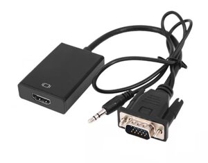 Конвертер Lucom HDMI-VGA HD15 +Audio 3.5mm 0.2m USB-powered Чорний (62.09.8377)