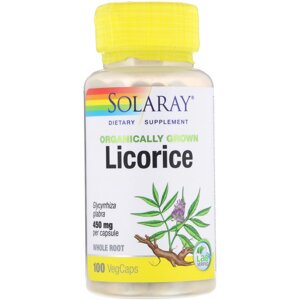 Корінь солодки Organically Grown Licorice Solaray 450 мг 100 капсул