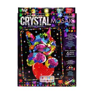 Креативна творчість "Crystal mosaic Кіт та серце" Danko Toys CRM-02-02 6 форм елементів