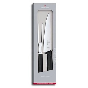 Кухонний набір ніж і вилка Victorinox SwissClassic Carving Set Чорний (6.7133.2G)