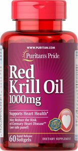 Масло криля Puritan's Pride Red Krill Oil 1000 mg 60 Softgels