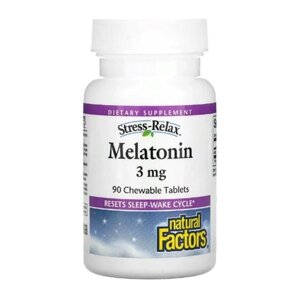 Мелатонін для сну Natural Factors Stress-Relax Melatonin 3 mg 90 Chewable Tabs