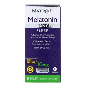 Мелатонін Повільного Вивільнення 10 мг, Melatonin Advanced Sleep, Natrol, 60 таблетки