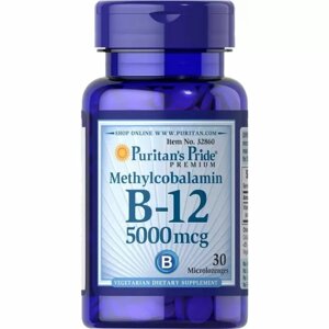 Метілкобаламін Puritan's Pride Vitamin B-12 (Methylcobalamin) 5000 mcg 30 Microlozenges