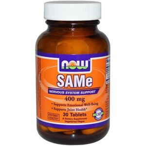 Метіонін NOW Foods SAM-E (S-Adenosyl-L-Methionine) 400 mg 30 Tabs (NF0139