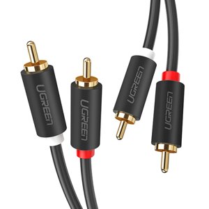 Межкомпонентный аудио кабель Ugreen AV104 2RCA to 2RCA Audio Cable 30747 (Черный, 1м)