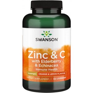 Мікроелемент Цинк Swanson Zinc & C Lozenges 60 Lozenges Lemon Orange