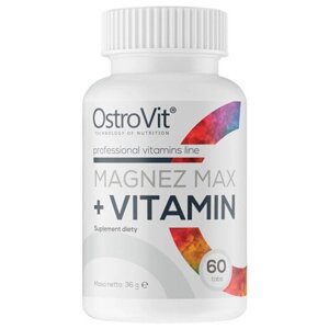 Мікроелемент Магній для спорту OstroVit Magnez Max + Vitamin 60 Tabs