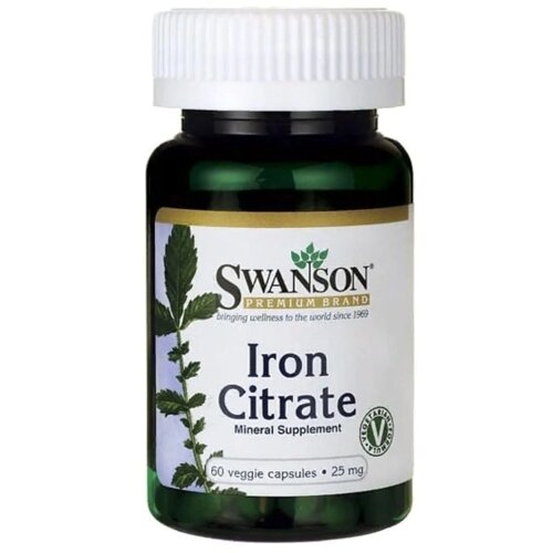 Мікроелемент Залізо Swanson Iron citrate 25 mg 60 Veg Caps SWA-11377