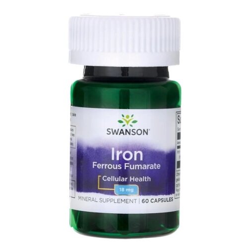 Мікроелемент Залізо Swanson Iron Ferrous Fumarate 18 mg 60 Caps