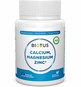 Мультимінеральний комплекс Biotus Calcium Magnesium Zinc with Vitamin D3 60 Caps BIO-530982