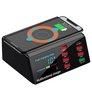 Мультизарядний пристрій з бездротовою зарядкою Digital Lion MCS-X9, на 8 USB, 100W